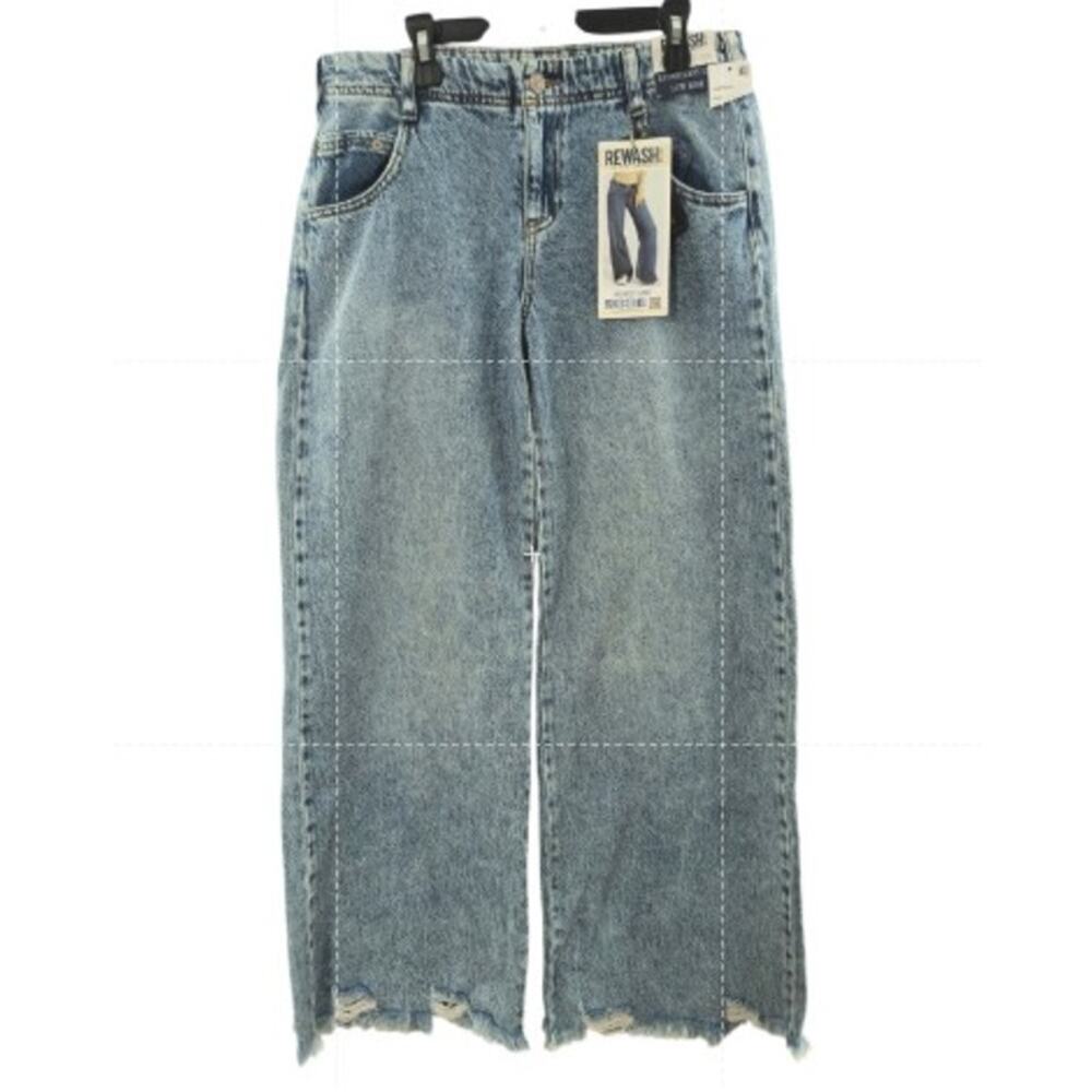 Rewash Low Rise Relaxed Flare Jeans Women's Size 3/26 Light Wash Raw Hem Denim - Picture 4 of 16